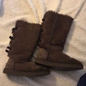 Authentic Brown Bailey Bow Tall Ugg Boots